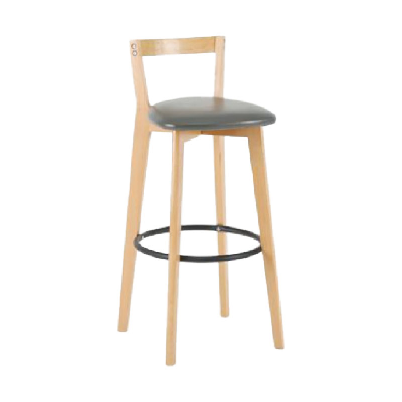 Modern Backrest Armless Counter Stool Wood kitchen Bar Stool with Cushion and Pedal