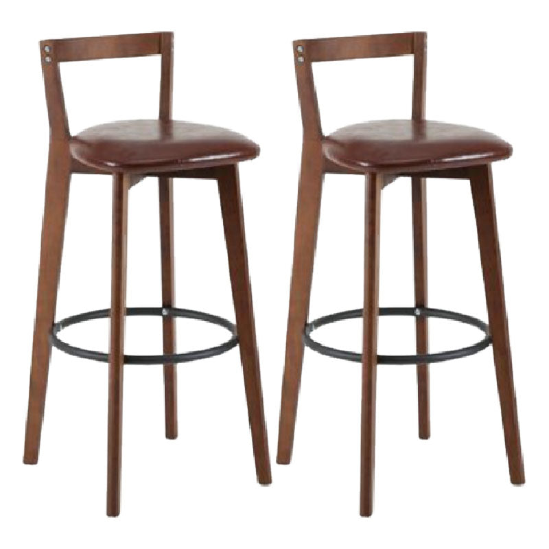 Modern Backrest Armless Counter Stool Wood kitchen Bar Stool with Cushion and Pedal
