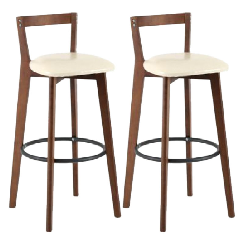 Modern Backrest Armless Counter Stool Wood kitchen Bar Stool with Cushion and Pedal