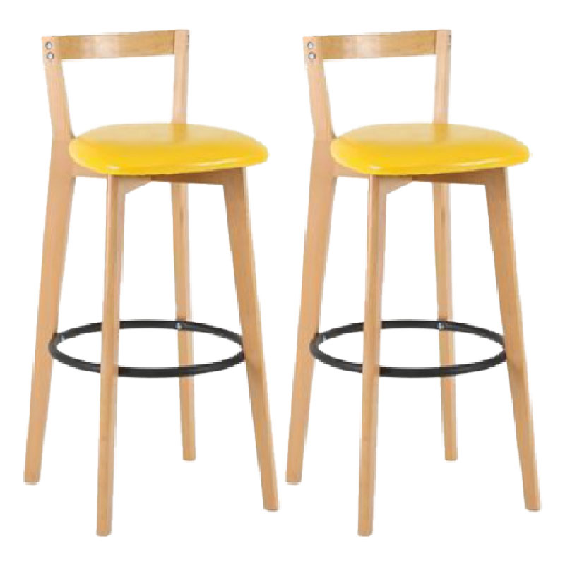 Modern Backrest Armless Counter Stool Wood kitchen Bar Stool with Cushion and Pedal