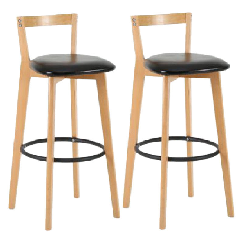 Modern Backrest Armless Counter Stool Wood kitchen Bar Stool with Cushion and Pedal