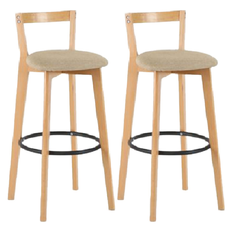 Modern Backrest Armless Counter Stool Wood kitchen Bar Stool with Cushion and Pedal