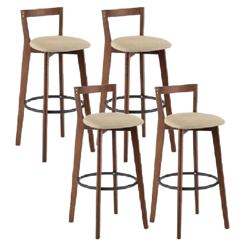 Modern Backrest Armless Counter Stool Wood kitchen Bar Stool with Cushion and Pedal