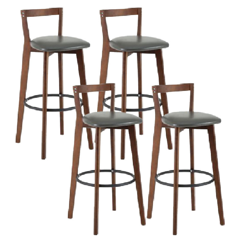 Modern Backrest Armless Counter Stool Wood kitchen Bar Stool with Cushion and Pedal
