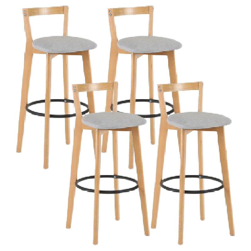 Modern Backrest Armless Counter Stool Wood kitchen Bar Stool with Cushion and Pedal