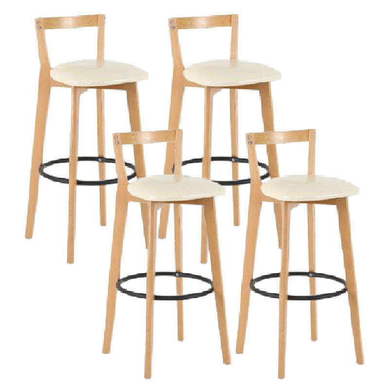 Modern Backrest Armless Counter Stool Wood kitchen Bar Stool with Cushion and Pedal