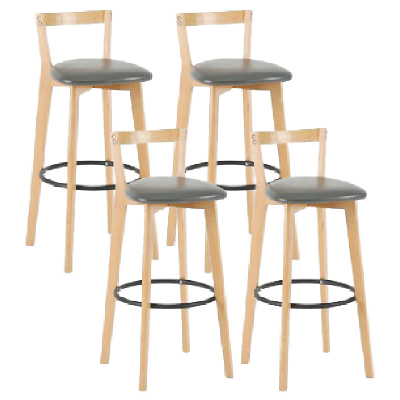Modern Backrest Armless Counter Stool Wood kitchen Bar Stool with Cushion and Pedal