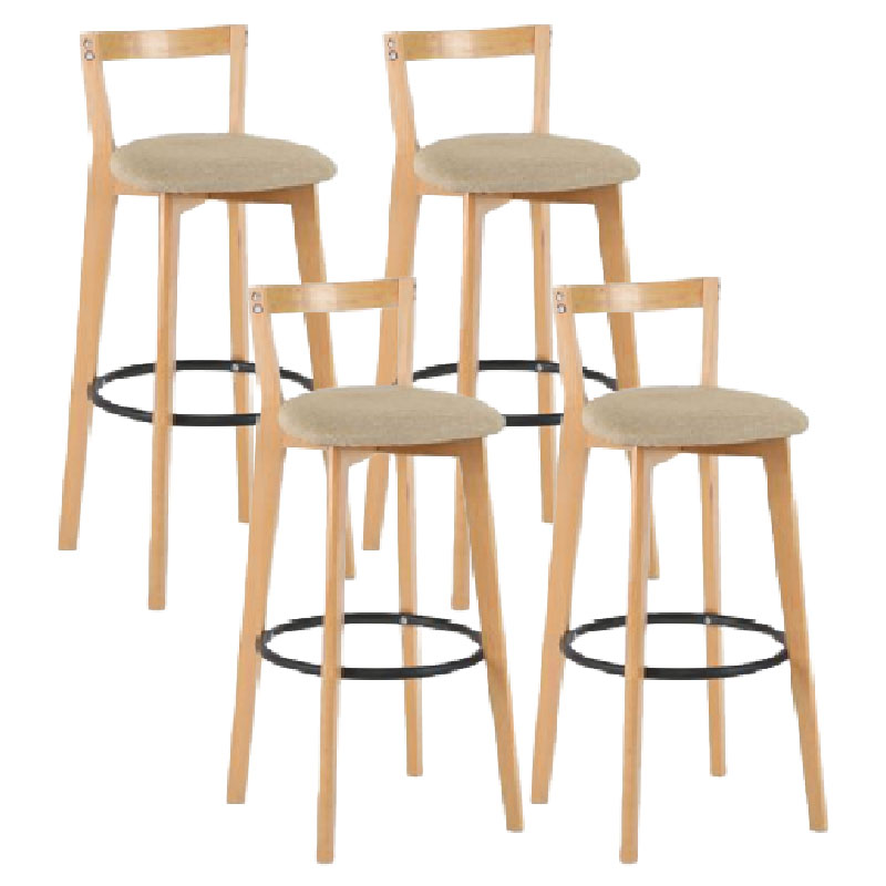 Modern Backrest Armless Counter Stool Wood kitchen Bar Stool with Cushion and Pedal