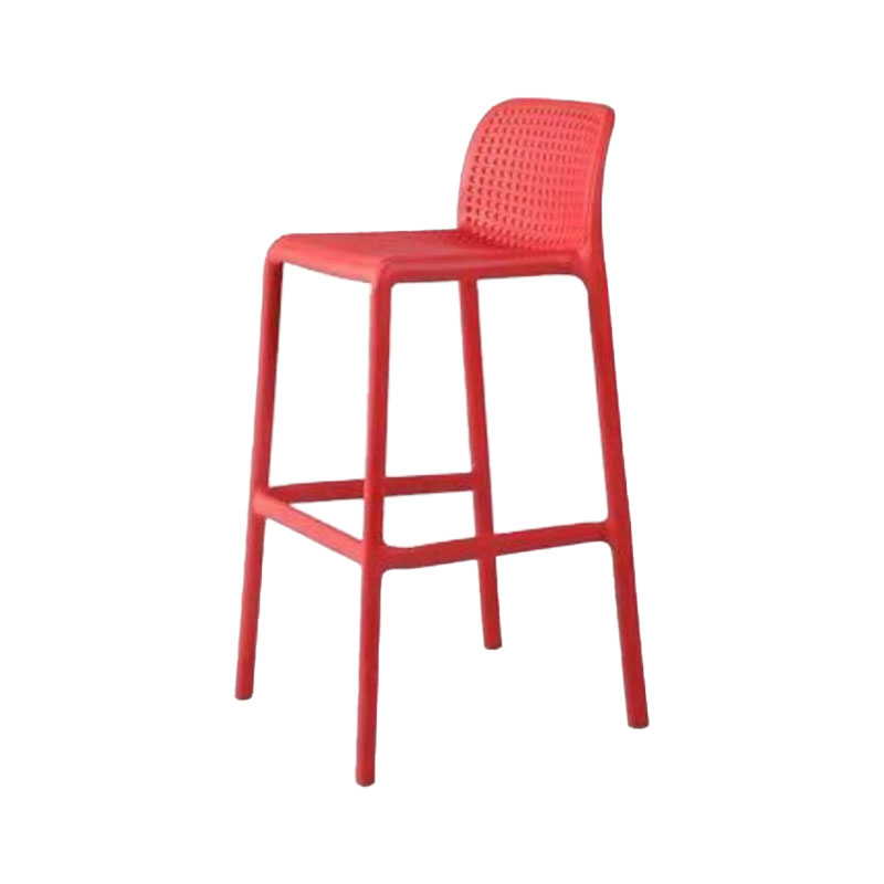 Taburete de bar de plástico contemporáneo, taburete de bar Bristol con reposapiés y respaldo bajo