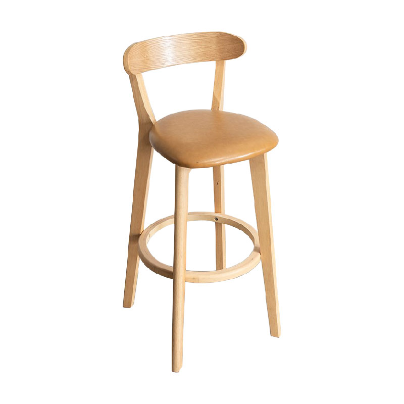 Contemporary Solid Wood Barstool Indoor Bar Stool with Low Back and Footrest