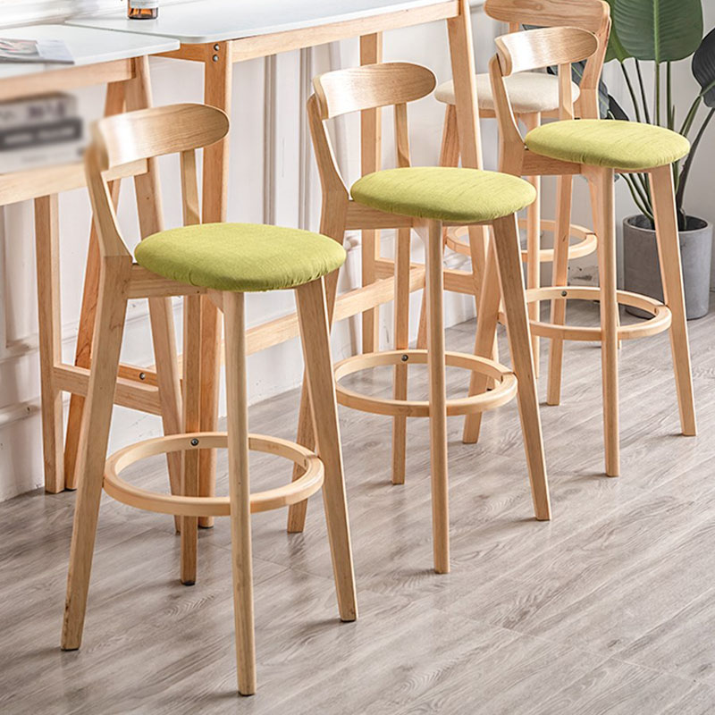 Contemporary Solid Wood Barstool Indoor Bar Stool with Low Back and Footrest