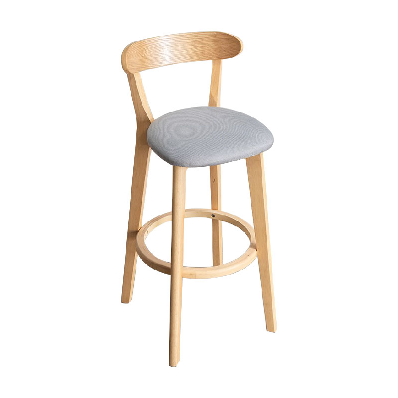 Contemporary Solid Wood Barstool Indoor Bar Stool with Low Back and Footrest
