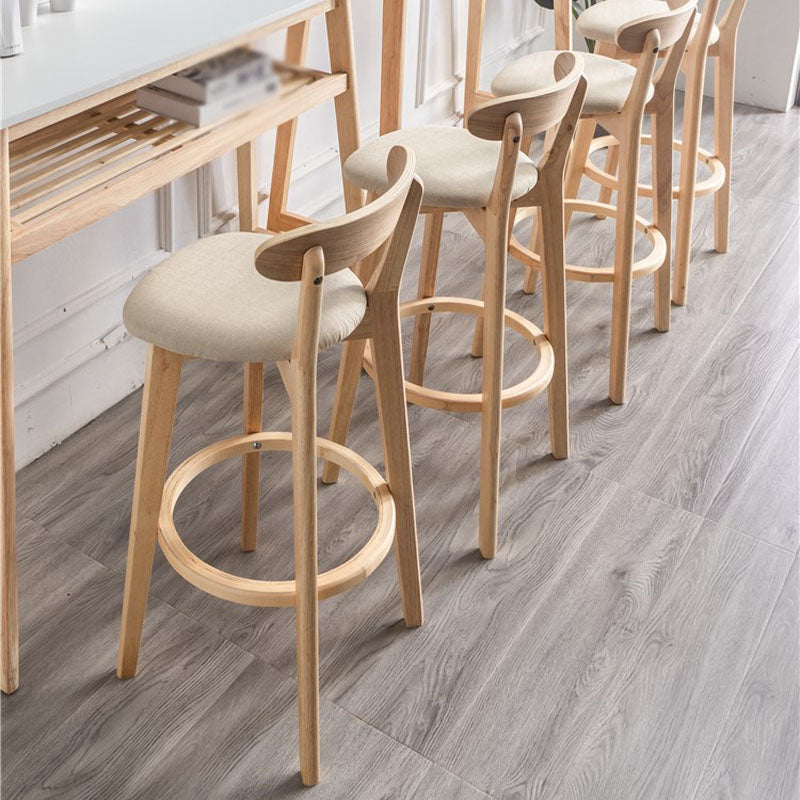 Contemporary Solid Wood Barstool Indoor Bar Stool with Low Back and Footrest