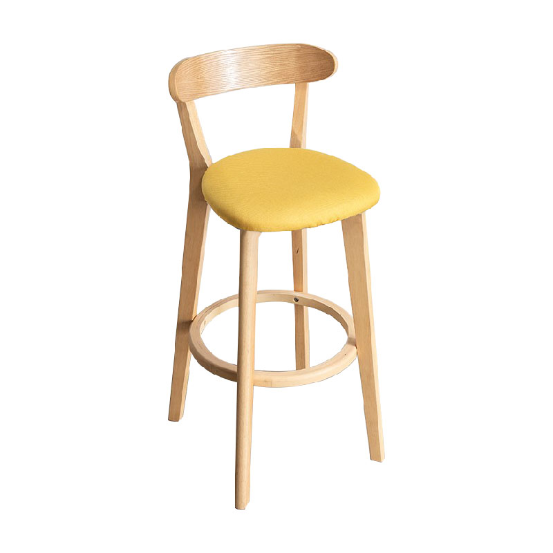Contemporary Solid Wood Barstool Indoor Bar Stool with Low Back and Footrest