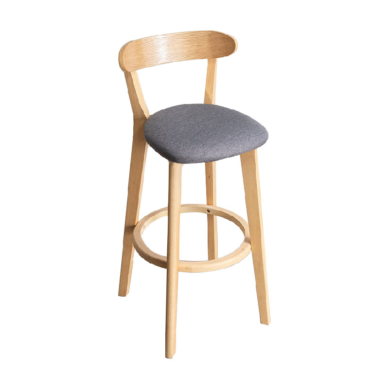 Contemporary Solid Wood Barstool Indoor Bar Stool with Low Back and Footrest