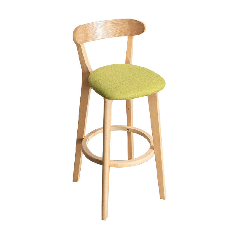 Contemporary Solid Wood Barstool Indoor Bar Stool with Low Back and Footrest