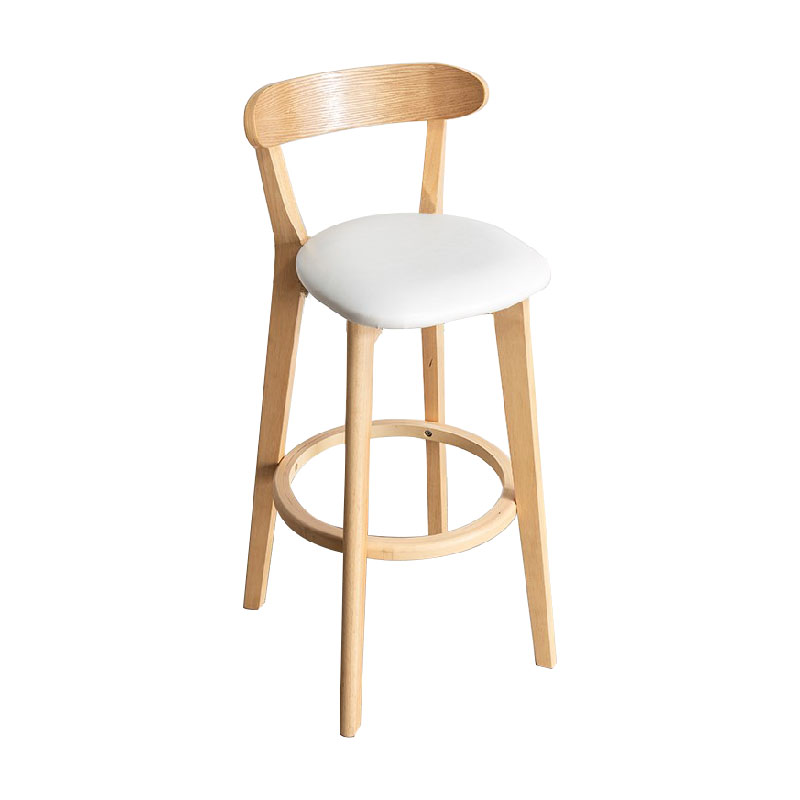 Contemporary Solid Wood Barstool Indoor Bar Stool with Low Back and Footrest