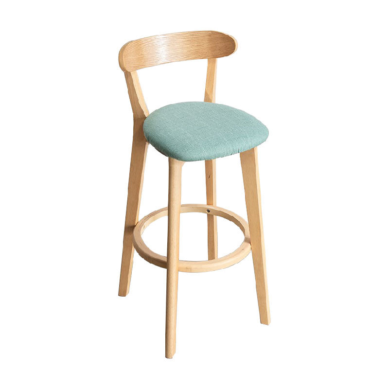Contemporary Solid Wood Barstool Indoor Bar Stool with Low Back and Footrest