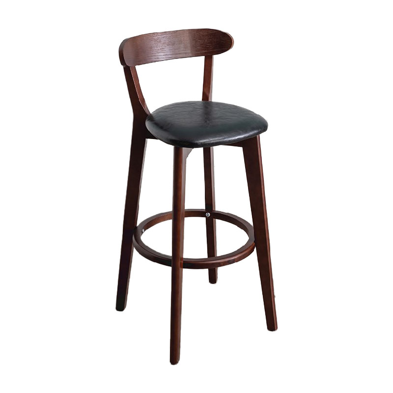 Contemporary Solid Wood Barstool Indoor Bar Stool with Low Back and Footrest