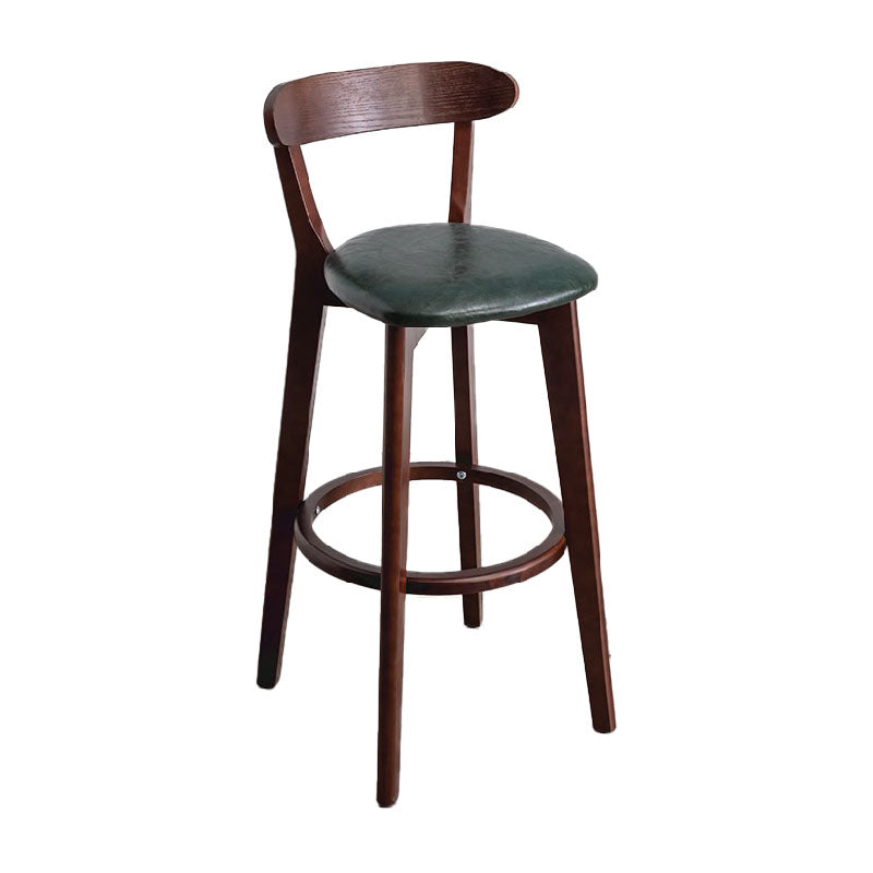 Contemporary Solid Wood Barstool Indoor Bar Stool with Low Back and Footrest