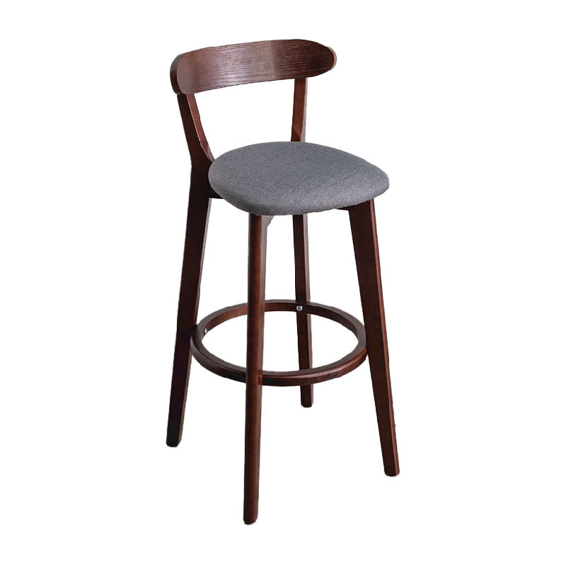 Contemporary Solid Wood Barstool Indoor Bar Stool with Low Back and Footrest