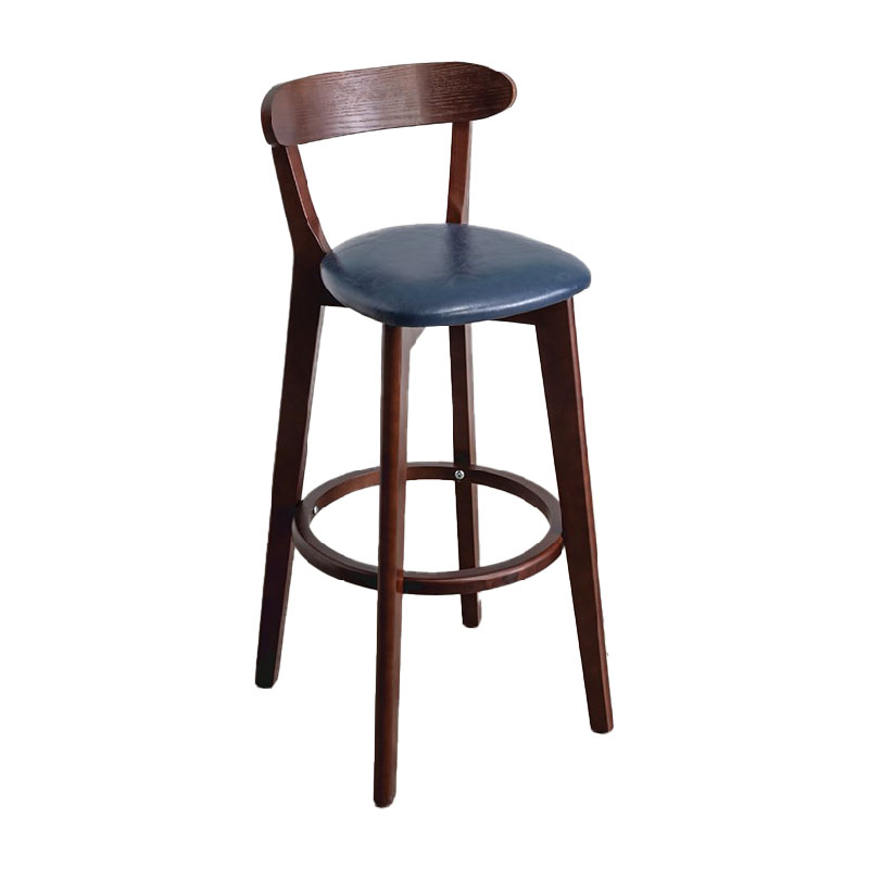 Contemporary Solid Wood Barstool Indoor Bar Stool with Low Back and Footrest