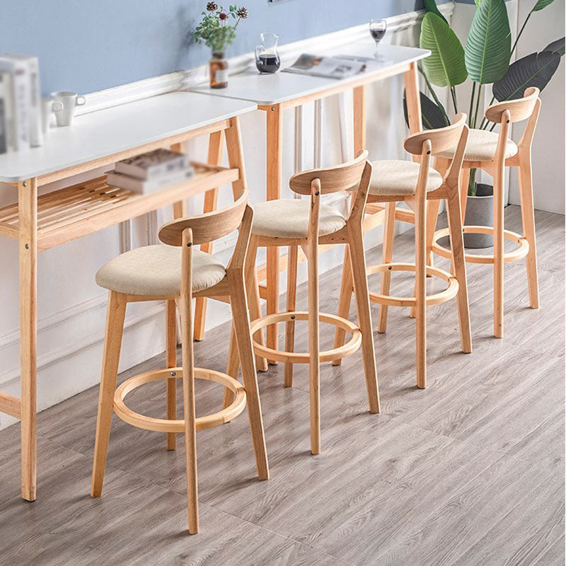 Contemporary Solid Wood Barstool Indoor Bar Stool with Low Back and Footrest