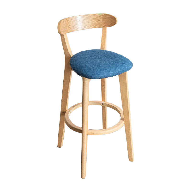 Contemporary Solid Wood Barstool Indoor Bar Stool with Low Back and Footrest