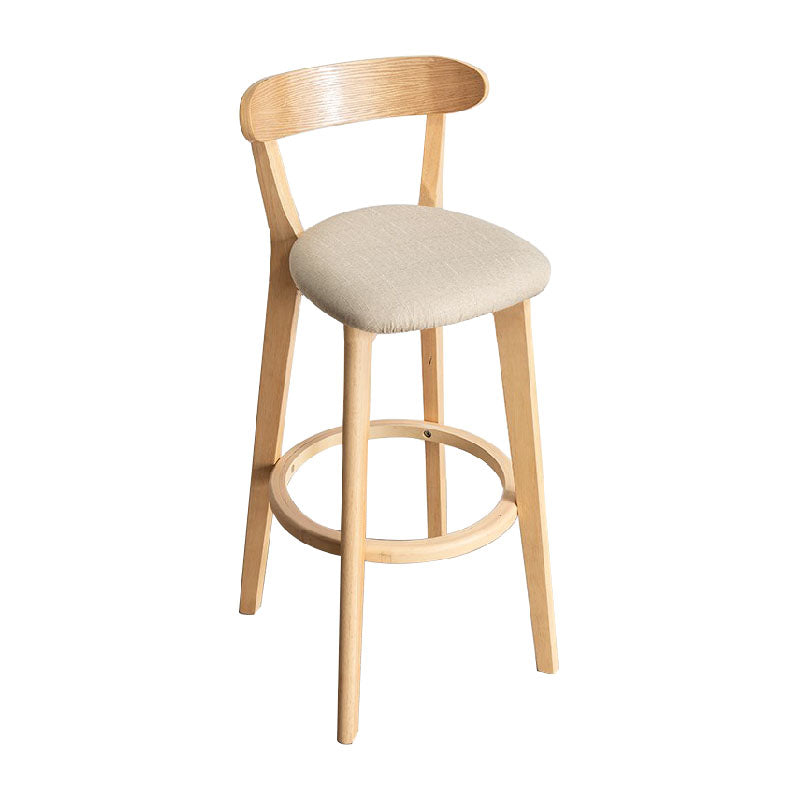 Contemporary Solid Wood Barstool Indoor Bar Stool with Low Back and Footrest