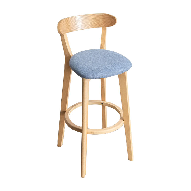 Contemporary Solid Wood Barstool Indoor Bar Stool with Low Back and Footrest