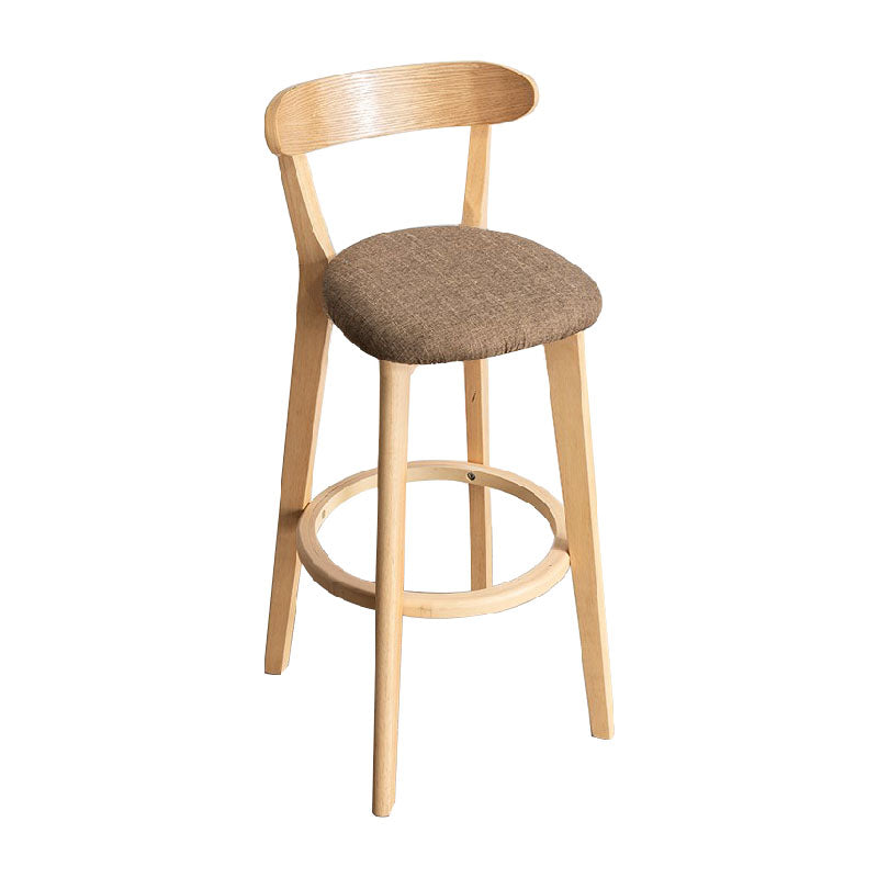 Contemporary Solid Wood Barstool Indoor Bar Stool with Low Back and Footrest