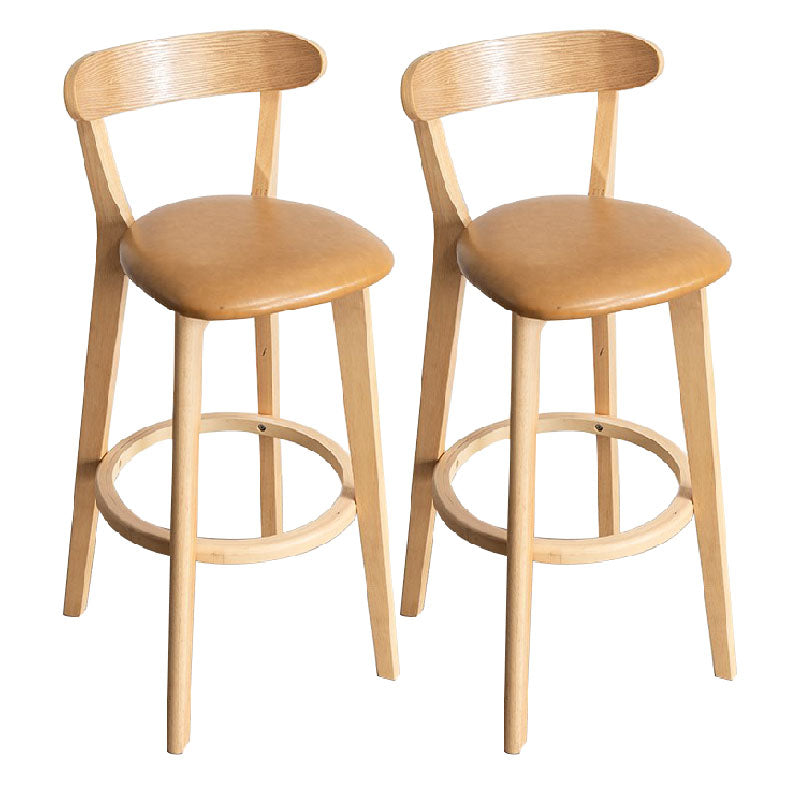 Contemporary Solid Wood Barstool Indoor Bar Stool with Low Back and Footrest