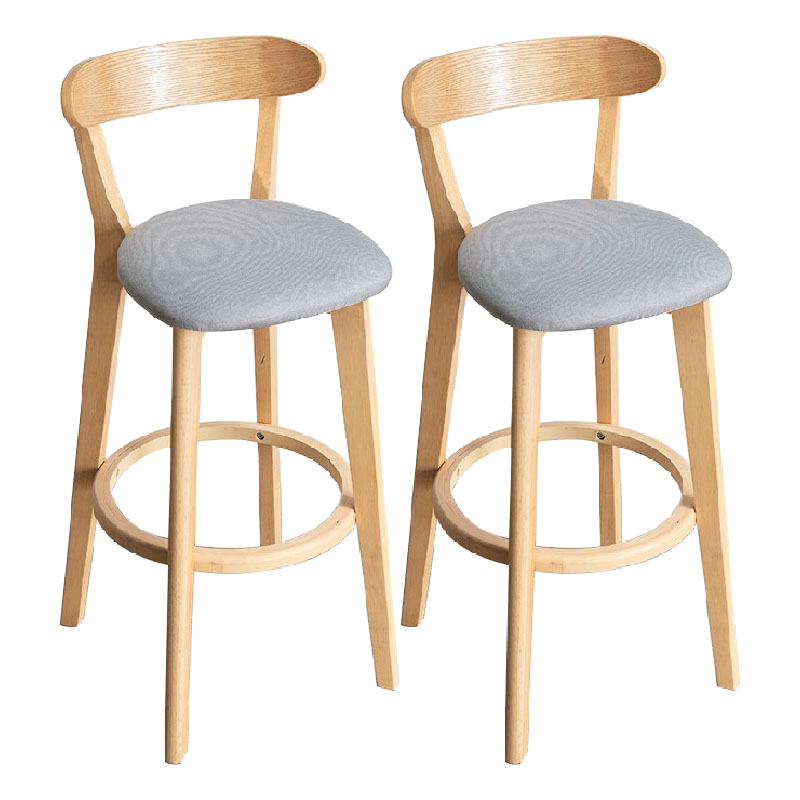 Contemporary Solid Wood Barstool Indoor Bar Stool with Low Back and Footrest