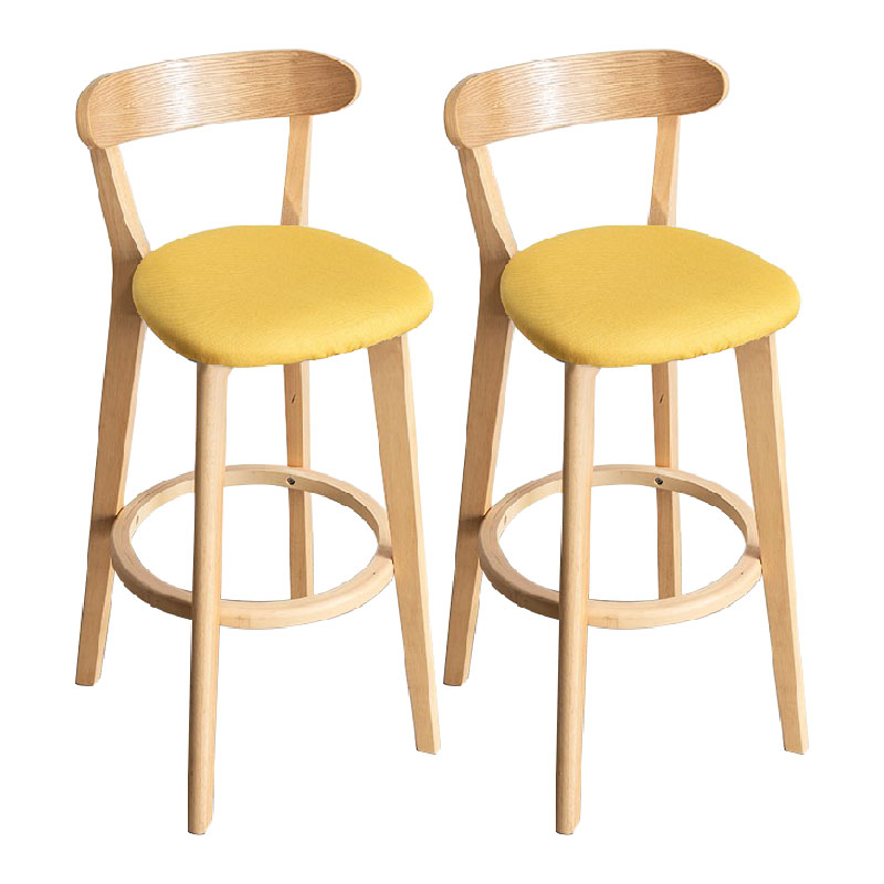 Contemporary Solid Wood Barstool Indoor Bar Stool with Low Back and Footrest