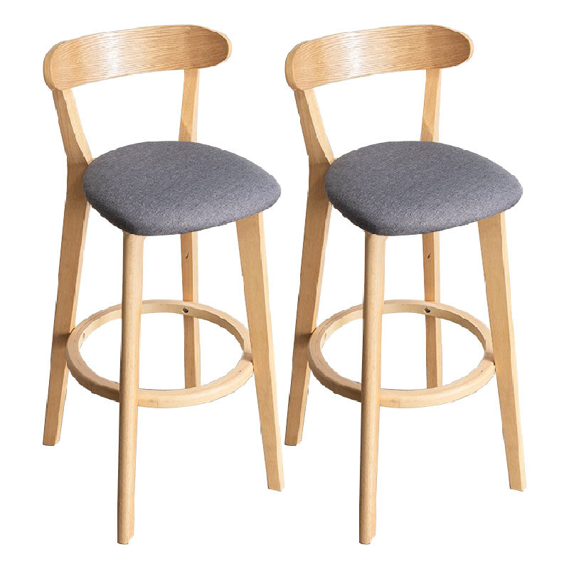 Contemporary Solid Wood Barstool Indoor Bar Stool with Low Back and Footrest
