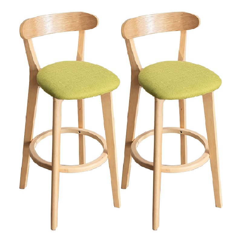 Contemporary Solid Wood Barstool Indoor Bar Stool with Low Back and Footrest