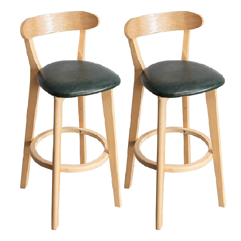 Contemporary Solid Wood Barstool Indoor Bar Stool with Low Back and Footrest