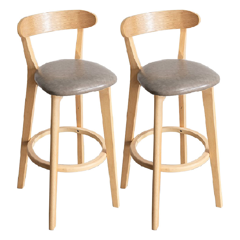 Contemporary Solid Wood Barstool Indoor Bar Stool with Low Back and Footrest