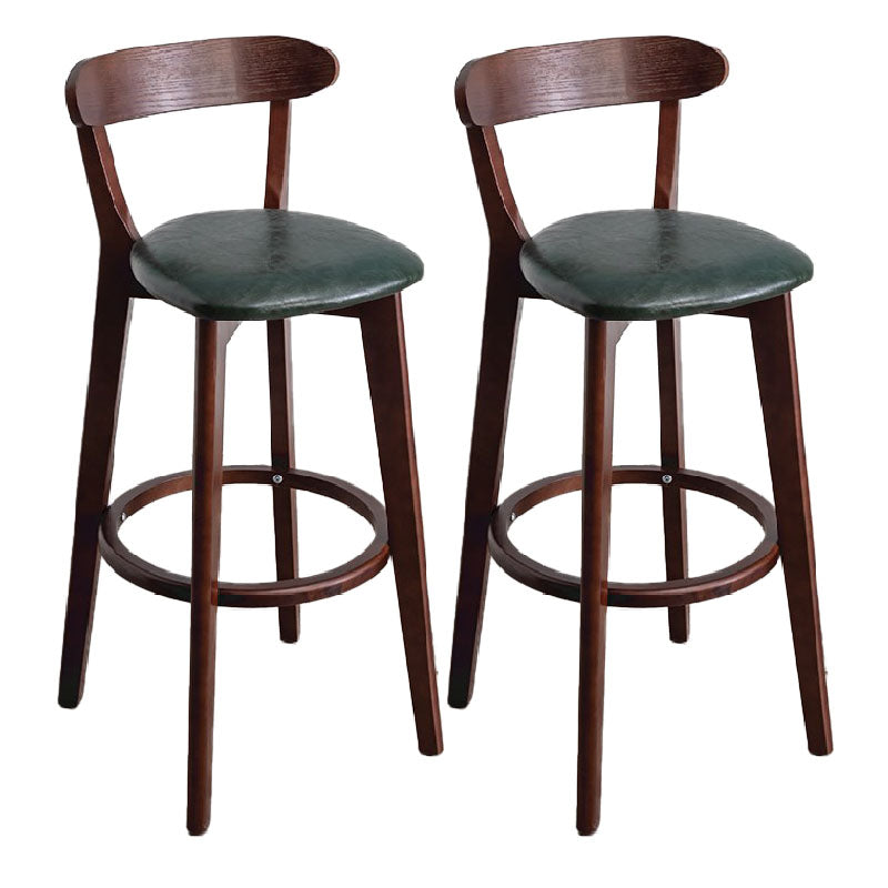 Contemporary Solid Wood Barstool Indoor Bar Stool with Low Back and Footrest