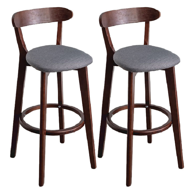 Contemporary Solid Wood Barstool Indoor Bar Stool with Low Back and Footrest