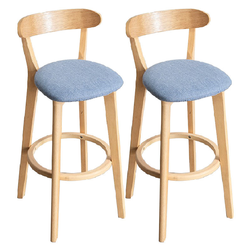 Contemporary Solid Wood Barstool Indoor Bar Stool with Low Back and Footrest