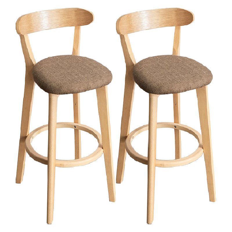 Contemporary Solid Wood Barstool Indoor Bar Stool with Low Back and Footrest