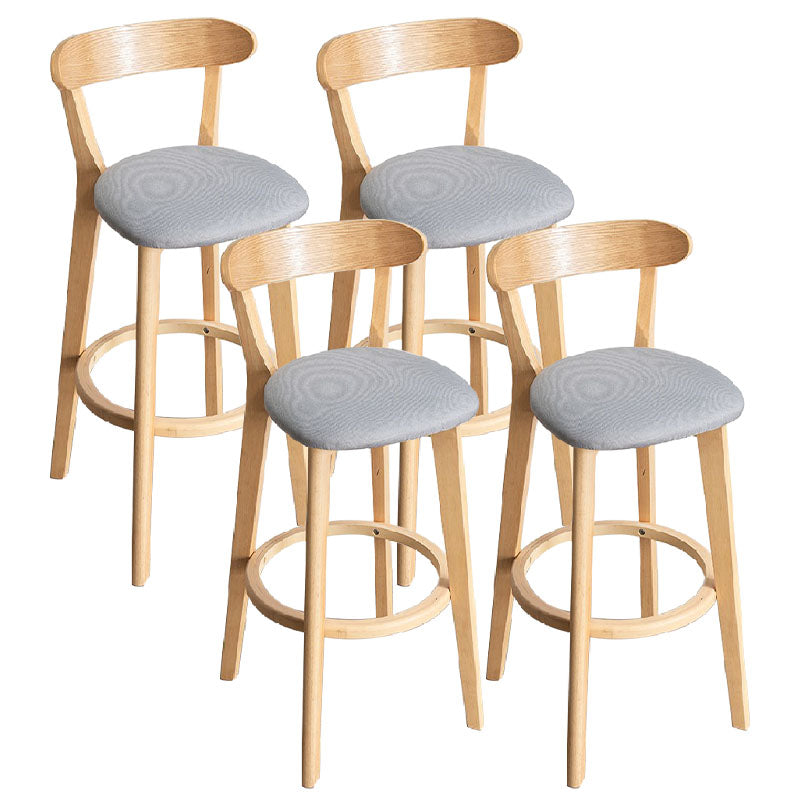 Contemporary Solid Wood Barstool Indoor Bar Stool with Low Back and Footrest