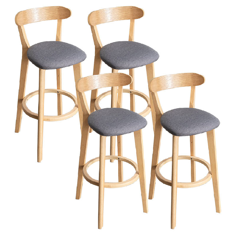 Contemporary Solid Wood Barstool Indoor Bar Stool with Low Back and Footrest