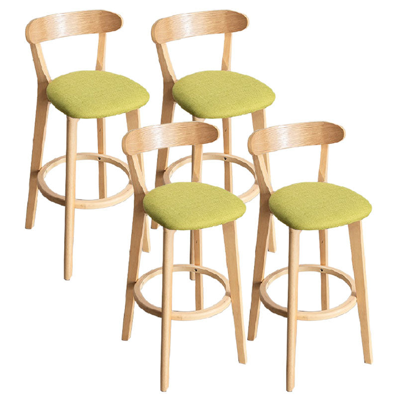 Contemporary Solid Wood Barstool Indoor Bar Stool with Low Back and Footrest