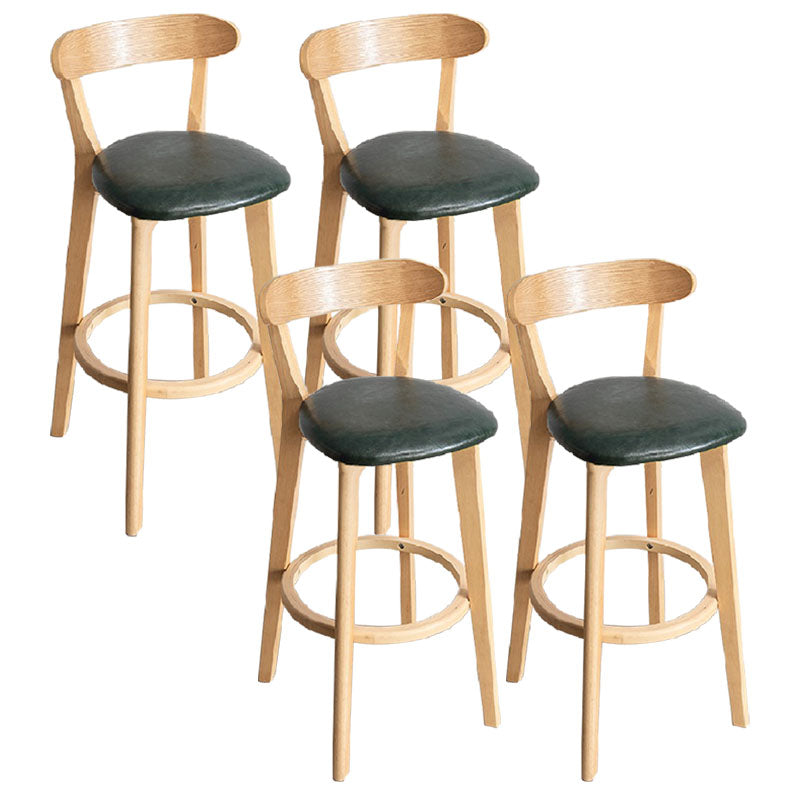 Contemporary Solid Wood Barstool Indoor Bar Stool with Low Back and Footrest