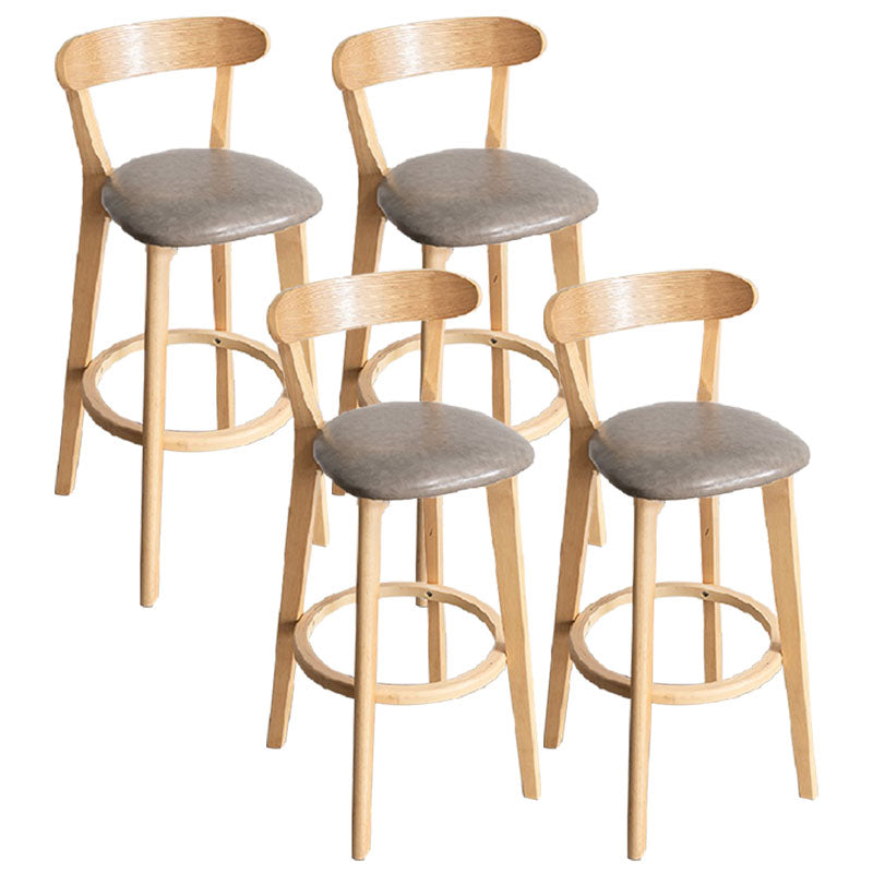 Contemporary Solid Wood Barstool Indoor Bar Stool with Low Back and Footrest