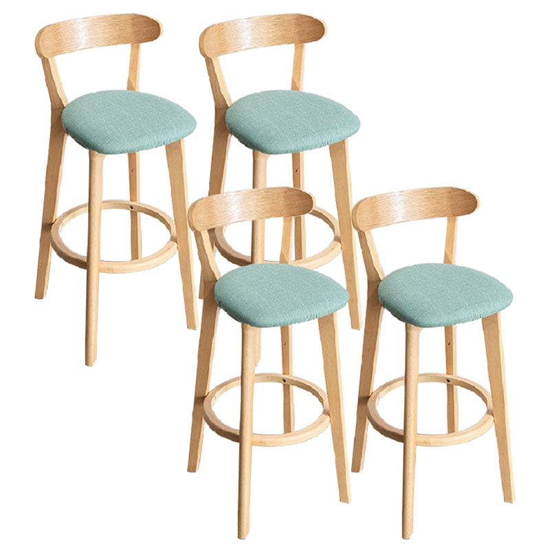 Contemporary Solid Wood Barstool Indoor Bar Stool with Low Back and Footrest
