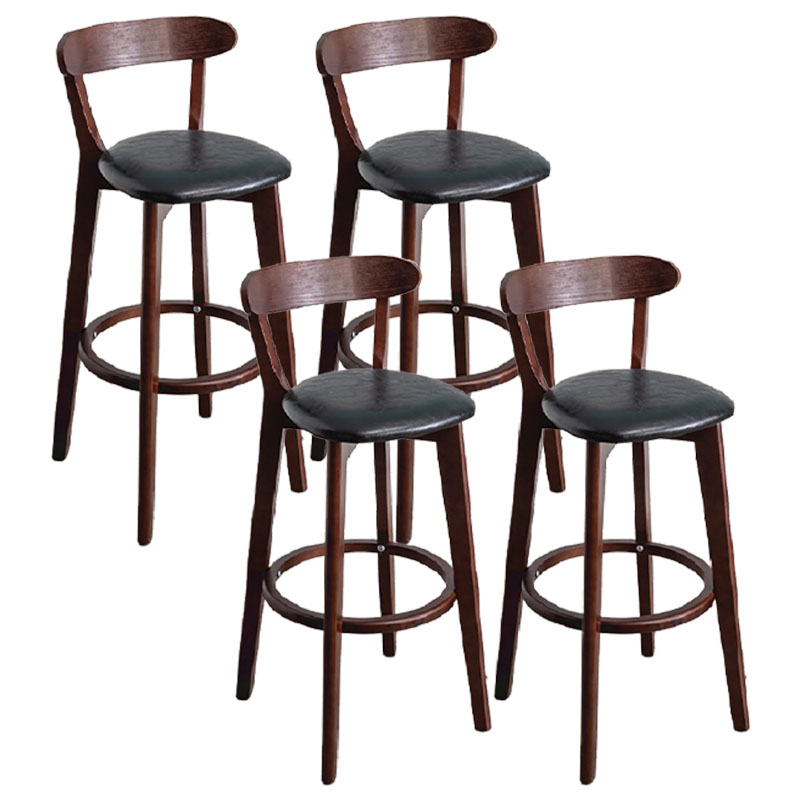 Contemporary Solid Wood Barstool Indoor Bar Stool with Low Back and Footrest