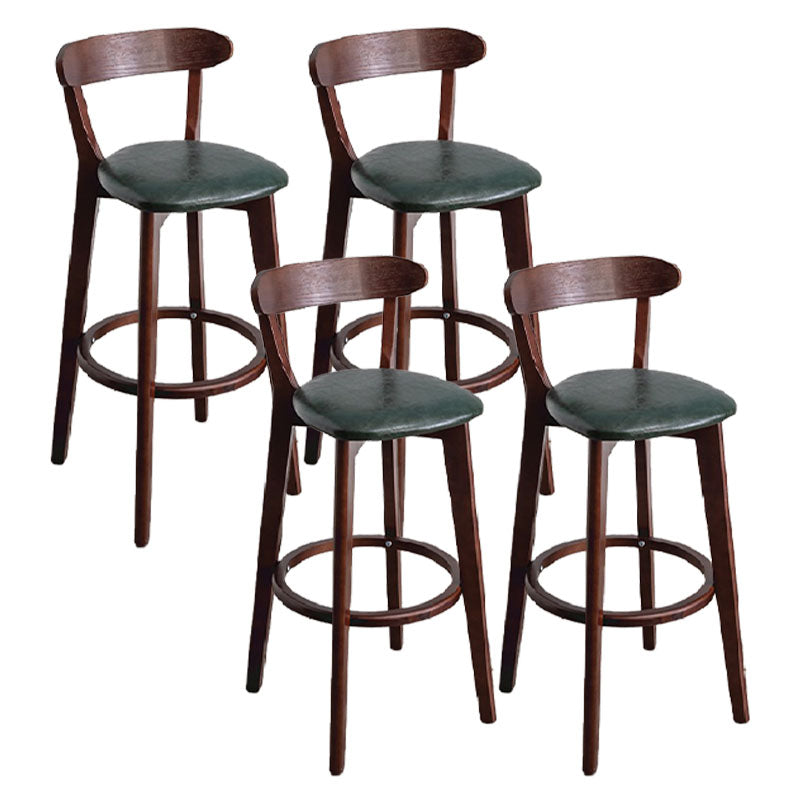 Contemporary Solid Wood Barstool Indoor Bar Stool with Low Back and Footrest
